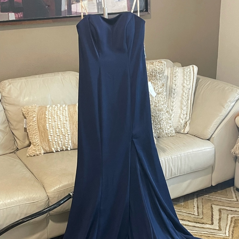 Faviana gown navy dress strapless size 4